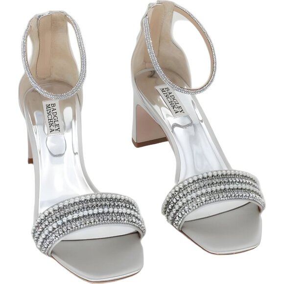 Badgley Mischka Kameryn Heeled Sandal, Morning Fog, Size 9, Missing Jewel - Picture 1 of 6